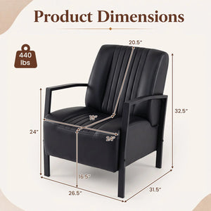 PU Leather Upholstered Armchair with Padded Seat and Back Comfy Lounge Reading Chair-Black view 4