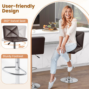 PU Leather Upholstered Bar Stools Set of 2 with Back and Adjustable Height-Brown view 8