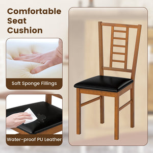 PU Leather Upholstered Wood Dining Chairs Set of 2-Walnut view 5