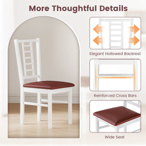 PU Leather Upholstered Wood Dining Chairs Set of 2-White view 4