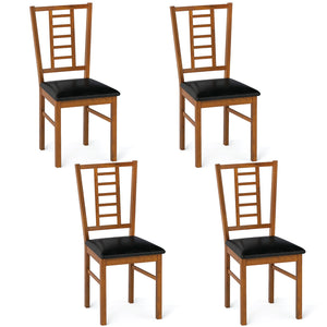 PU Leather Upholstered Wood Dining Chairs Set of 4-Walnut