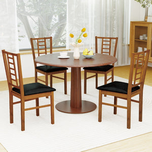 PU Leather Upholstered Wood Dining Chairs Set of 4-Walnut view 2