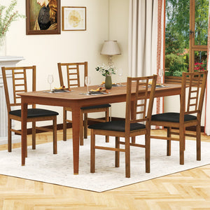 PU Leather Upholstered Wood Dining Chairs Set of 4-Walnut view 3