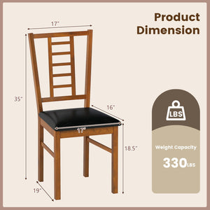 PU Leather Upholstered Wood Dining Chairs Set of 4-Walnut view 4