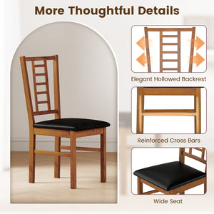 PU Leather Upholstered Wood Dining Chairs Set of 4-Walnut view 5