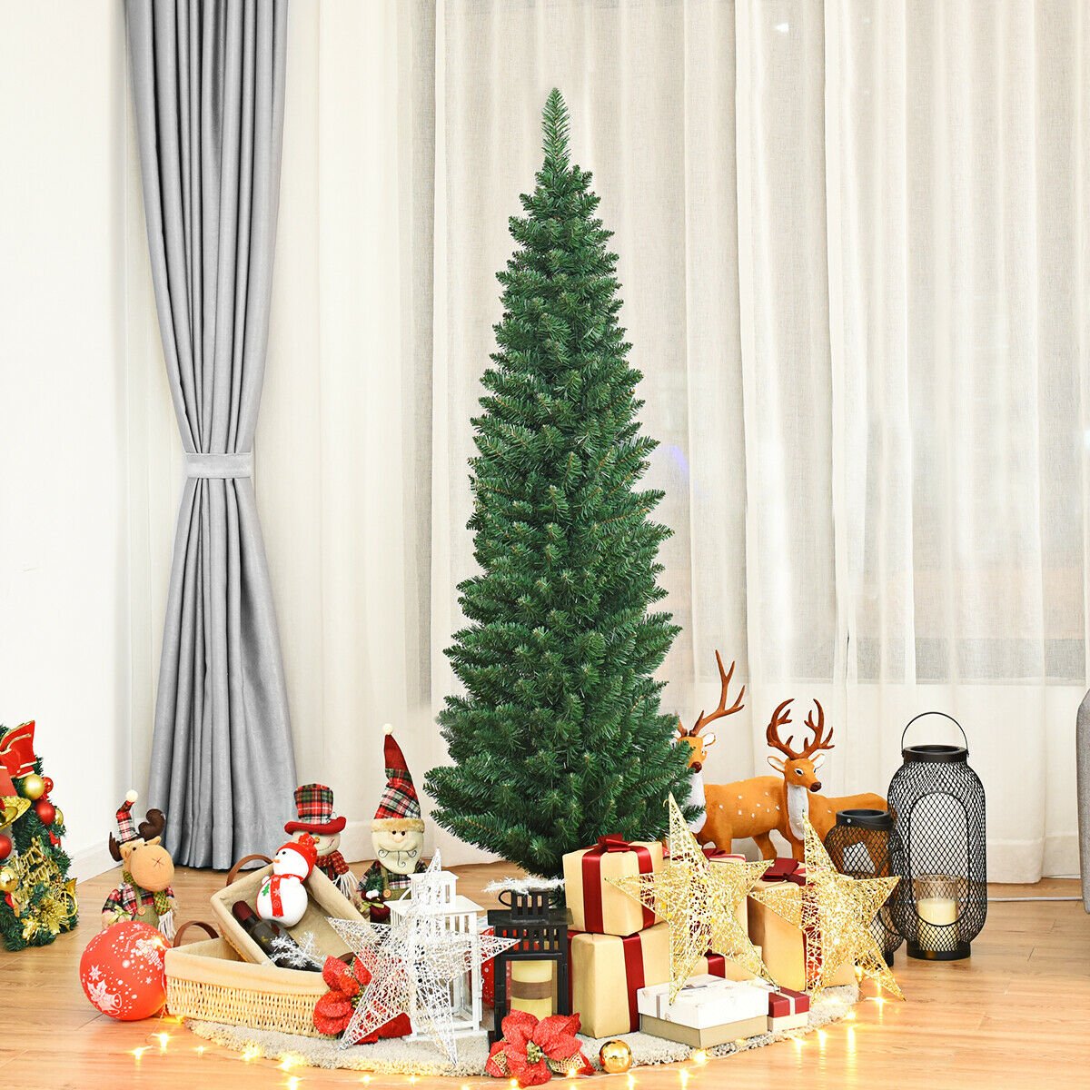 PVC Artificial Slim Pencil Christmas Tree-5' view 2