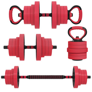 Soozier 44lbs 4-in-1 Adjustable Weight Dumbbell Set, Barbell, Kettlebell, Push Up Stand