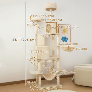 81" Large Cat Tree w/ Scratching Posts, Condos, Beds, Hammocks, Jumping Platforms, Toy Balls, Rope Cat Toy β view 2