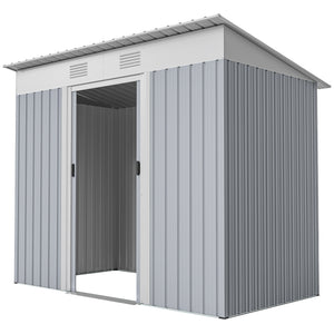6' x 4' Outdoor Storage Shed, Metal Garden Tool Storage House Organizer with Lockable Sliding Doors and – view 43
