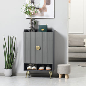 Entryway Shoe Storage Cabinet, Narrow Shoe Cabinet with Adjustable Shelves and Open Shelf for 15 Pairs of – view 7