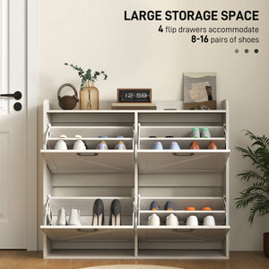 Narrow Shoe Storage Cabinet with 4 Flip Drawers, Adjustable Shelves, 16 Pair Farmhouse Shoe Cabinet – view 10