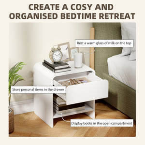 Nightstand Set of 2, Modern Bedside Table with Rounded Corners, Nightstand with Drawer and Open Shelf – view 11