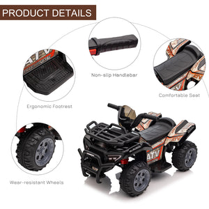 Aosom Kids Ride-on ATV Quad Bike Four Wheeler Car with Music, 6V Battery Powered Motorcycle for 18-36 Months