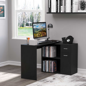 180° Rotating Home Office Corner Desk Storage Shelf Cabinet Black – view 7