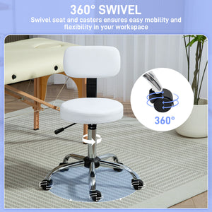 Adjustable Rolling Stool with Removable Backrest, Faux Leather Swivel Stool Chair for Salon Spa, Bar – view 18