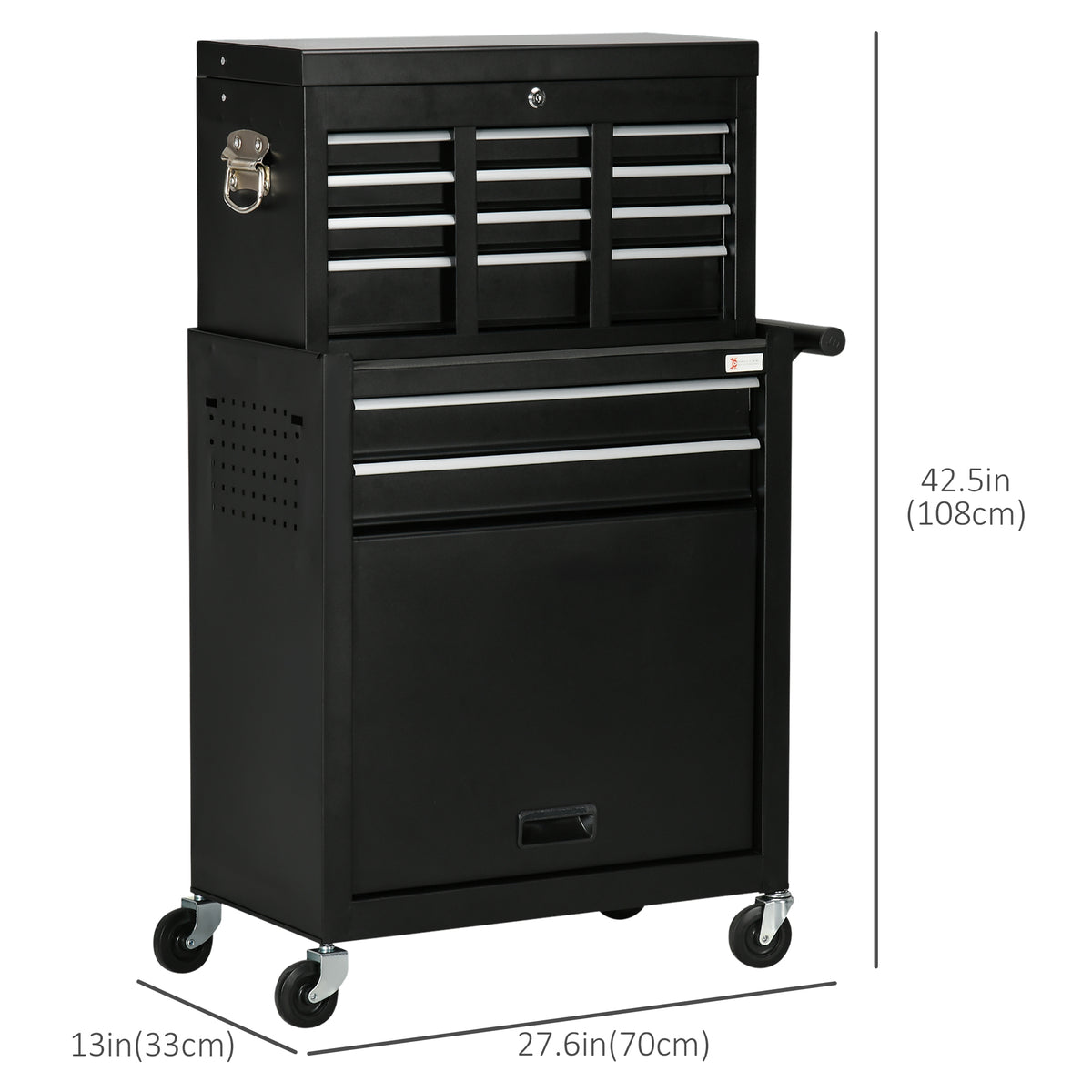 6-Drawer Tool Chest Set with 4 Wheels, Lockable Rolling Tool Box and Storage Cabinet for Garage Factory Workshop, Black