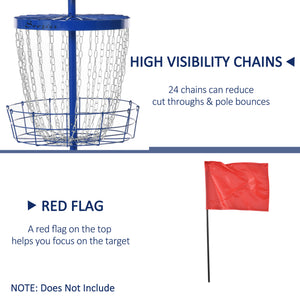 Soozier 24-Chain Portable Practice Basket for Disc Golf Target Stand Easy Assembly & Lightweight Basket w/ Carry Bag Deep Blue