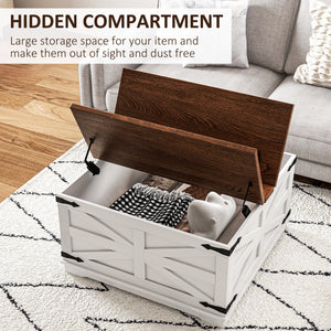 Farmhouse Coffee Table, Square Center Table with Flip-top Lids, Hidden Storage Compartment, Black – view 10