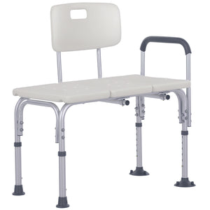 6-Level Adjustable Bath and Shower Transfer Bench Aluminum Chair with Non-Slip Feet