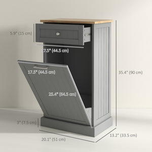 Kitchen Tilt Out Trash Bin Cabinet, Free Standing Recycling Cabinet, Trash Can Holder with Drawer, White – view 16