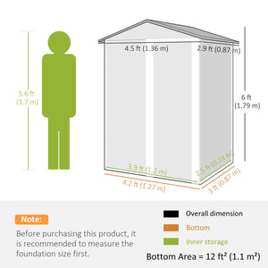 4.5 x 3ft Outdoor Storage Shed, Waterproof Metal Garden Shed with Lockable Door for Backyard, Patio, Lawn – view 9