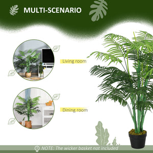 4FT Artificial Palm Tree, Fake Tropical Tree with Lifelike Leaves, Faux Plant in Pot for Indoor Decoration, Green