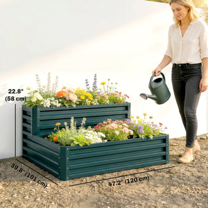 2 Tier Raised Garden Bed, 47" x 40" x 23" Galvanized Steel Planter Box for Vegetables, Flowers, and Herbs – view 9
