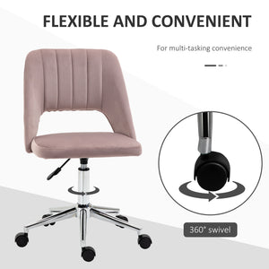 Mid Back Office Chair Velvet Fabric Swivel Scallop Shape Computer Desk Chair, Green – view 54