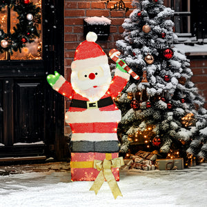 3ft Lighted Santa Claus, Light Up Christmas Decor with 97 LEDs, Stakes and Zip Ties, IP44 Waterproof for Indoor Outdoor