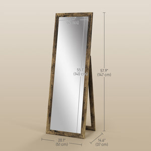 58" x 20" Full Length Mirror with Frame, Floor Standing Mirror, Rectangular Full Body Mirror for Bedroom – view 9
