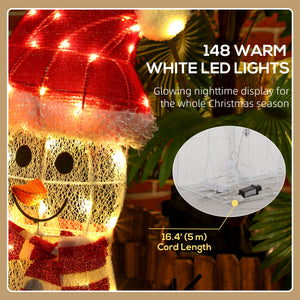 3-Piece Light Up Christmas Snowman Family Set of 3 Lighted Snowman Christmas Decoration for Indoor Outdoor White