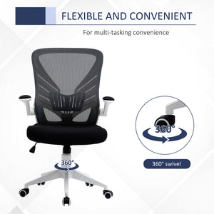Mesh Office Chair Swivel Task Desk Chair with Lumbar Back Support, Flip-Up Arm, Adjustable Height Office, Grey/Black