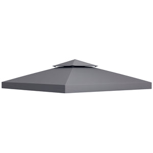 10' x 10' Square 2-Tier Gazebo Canopy Replacement Top Cover Outdoor Garden Sun Shade, Replacement Top Only, Dark Grey