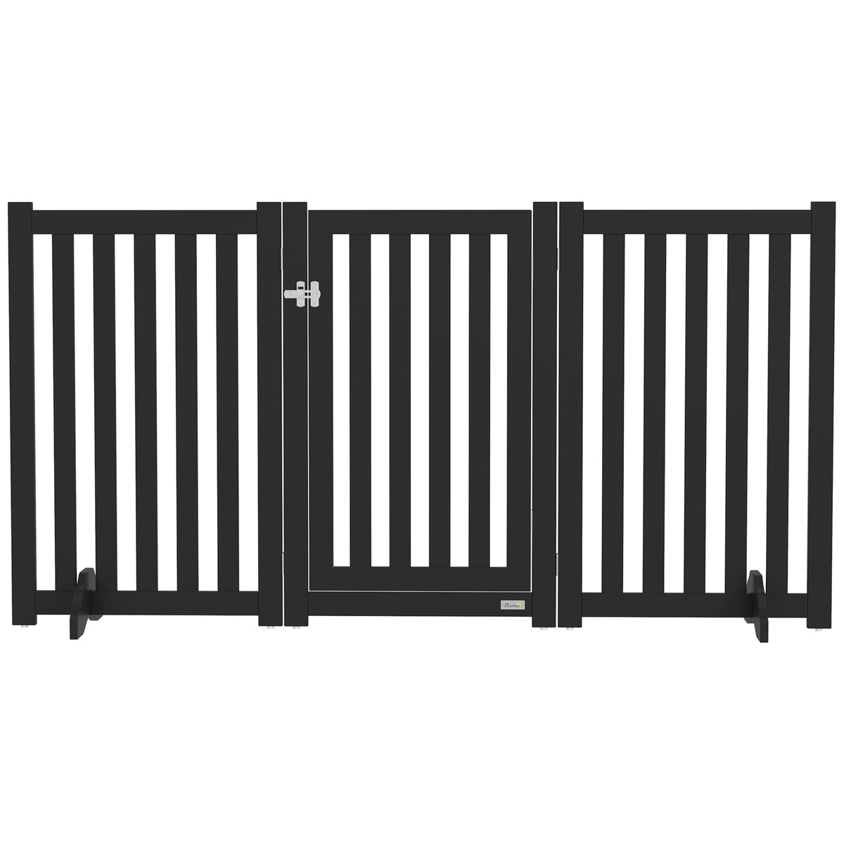 31.5"H Foldable Dog Gate with Door, 3 Panels Freestanding Pet Gate Barriers Indoor with Support Feet – view 2