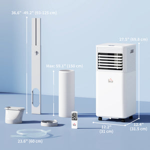 10000 BTU Portable Air Conditioner with Fan & Dehumidifier Mode, Quiet AC Unit with Remote Control, 24-Hour Timer, White