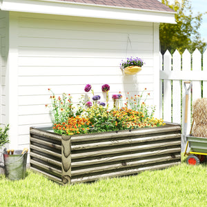 6' x 3' x 2' Raised Garden Bed, Galvanized Planter Box for Growing Flowers, Herbs and Vegetables, Brown – view 35