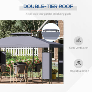 10' x 13' Outdoor Gazebo, Double Roof Patio Gazebo Canopy Shelter with Screen Decorate Corner Frame, White – view 10