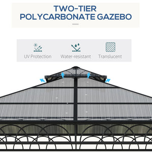 10' x 10' Outdoor Hardtop Gazebo Canopy w/ Double PC Roof, Steel Frame, Nettings – view 10