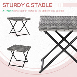 Rattan Coffee Table Folding Patio Outdoor Side Table Wicker for Balcony, Porch, Poolside – view 5