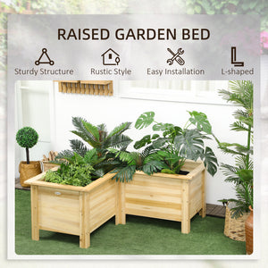 Raised Garden Bed, 47.2" x 47.2" x 19.7" Wooden Elevated Planter Box Outdoor with Legs, for Vegetables – view 3