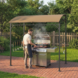 7' x 5' BBQ Grill Gazebo Tent, Garden Grill Canopy with Steel Frame and Hooks, Outdoor Sun Shade, Grey – view 34