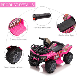 Aosom Kids Ride-on ATV Quad Bike Four Wheeler Car with Music, 6V Battery Powered Motorcycle for 18-36 Months