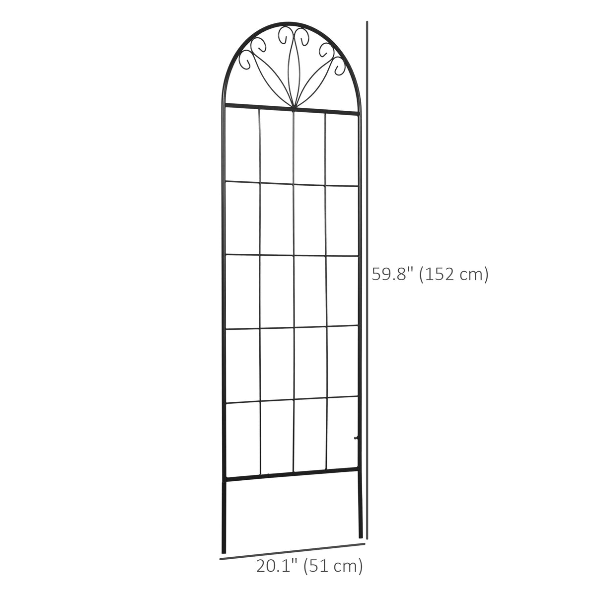 Metal Garden Trellis Pack of 2 for Climbing Plants, Arched Grid Trellis Panels, 20" x 60", Black – view 2