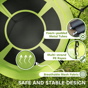 Qaba 100cm Diameter Nest Seat for Kids with Height Adjustable Hanging Ropes for Outdoor, Playground, Garden
