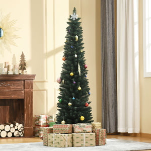 6FT Artificial Christmas Tree Xmas Pencil Tree Holiday Home Indoor Decoration with Foldable Black Stand for Party, Green