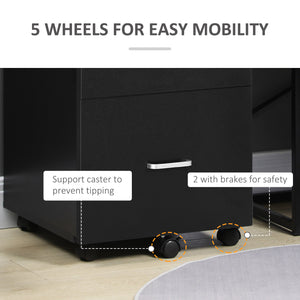 2 Drawer File Cabinet with Lock, Small Rolling Filing Cabinet for A4, Letter-Size Documents – view 5