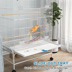 52" Bird Cage with Rolling Stand, Toys, for Budgies Canaries Black – view 12