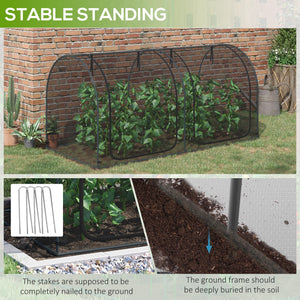 8' x 4' Crop Cage, Garden Plant Protector, with 2 Zippered Doors and 6 Ground Stakes, for Garden, Yard – view 6