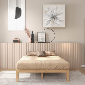 Queen Size 14 Inch Wooden Bed Mattress Frame-Natural view 3