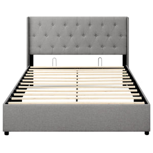 Queen Size Lift-up Storage Bed Modern Linen Upholstered Platform Bed-Gray